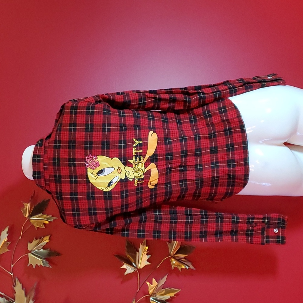 ⭐️Host Pick⭐️ Tweety Bird Plaid Rhinestone Bedazzled Western Shirt  Yeehaw